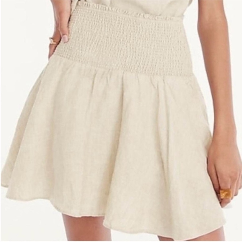 J. Crew Linen Smocked Waist Mini Skirt Bundle XXL Plus Size Black, White & Linen - Picture 15 of 16